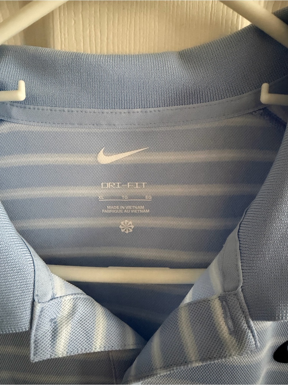 Nike Light Blue and White Striped Men's Polo - Picture 2 of 2